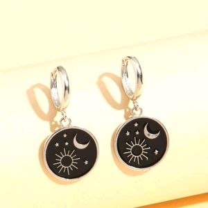 SILVER SUN AND MOON 925 stamped EARRINGS
